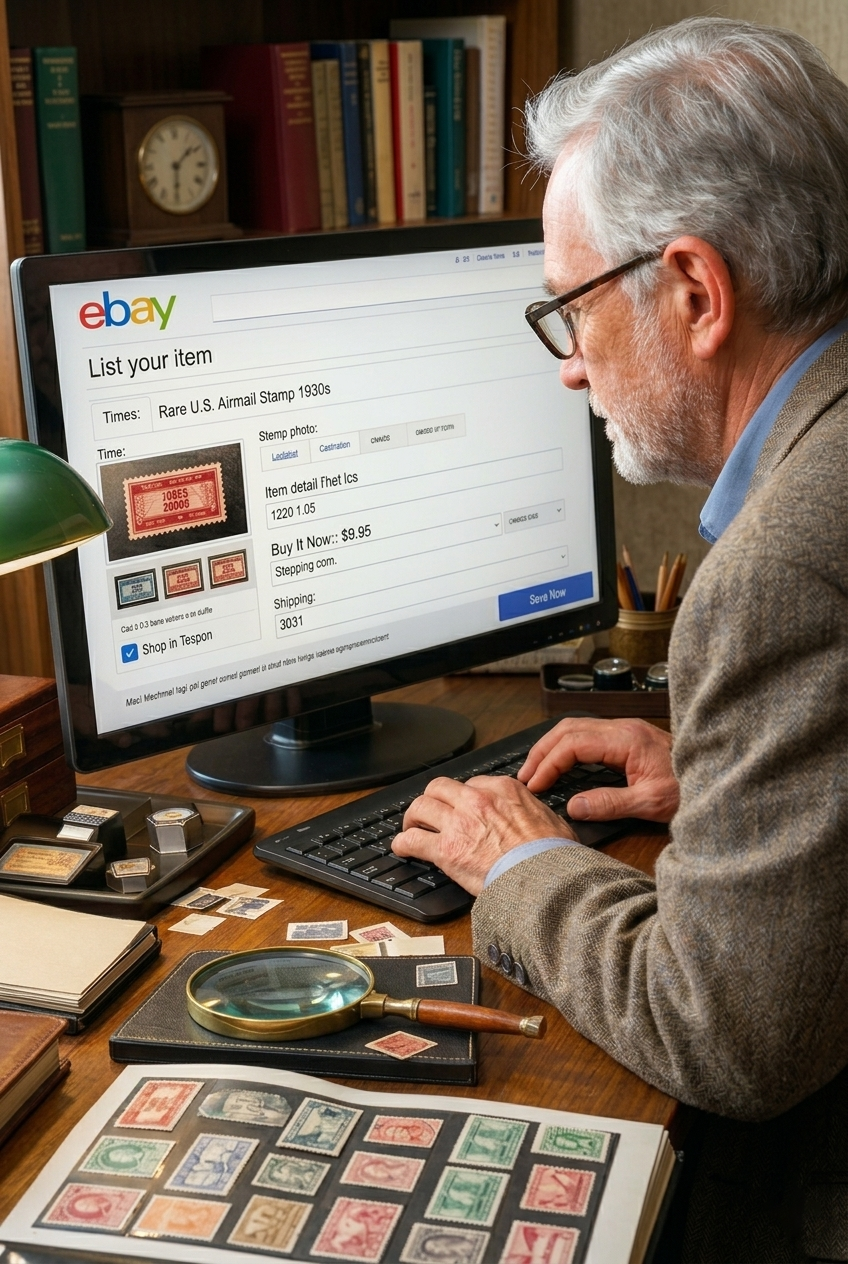 Listing prepared stamps on a website or eBay store